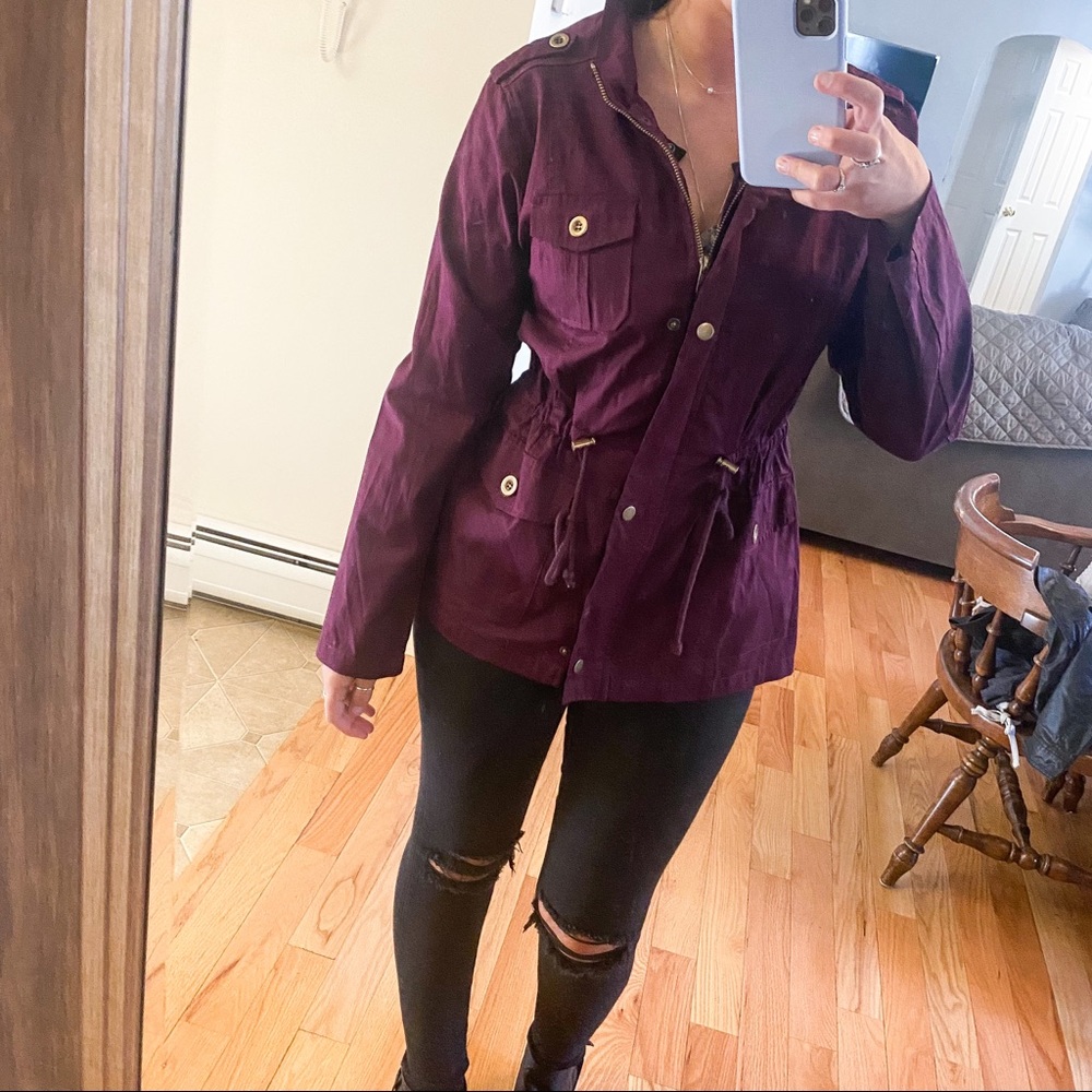 Military Anorak Jacket in Plum NWOT